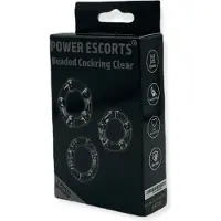 Power Escorts - 3 Pack beads Cockring - Small / Medium / Large - Transparant - BR251