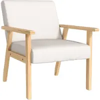 HOMCOM -Sessel-Leinen, Kiefernholzbeine, Schaumstoff-64L x 70B x 72H cm-Cremeweiß