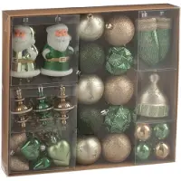 J-Line kerstbal - kunststof - groen/ecru - doos van 45