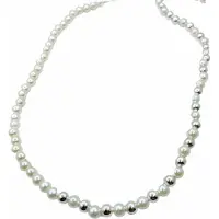 Charme Bijoux Parelketting- 8 mm- zilverkleur-Stretch 55 cm synthetische -