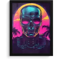 PosterMonkey Poster in lijst - Fotolijst 30x40 cm - Posters - Palmbomen - Hoofd - Metallic - Zonsondergang - Posterlijst zwart - Decoratie - Wanddecoratie woonkamer - Muurdecoratie slaapkamer