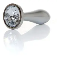 Power Escorts Silver Design Anal Plug Small Clear Stone – bo-64-00146