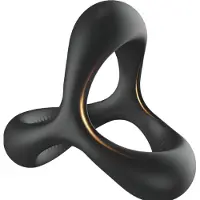 Power Escorts 3 Voudige Silicone Cockring Rekbaar Zwart