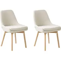 Beliani MELFORT - Eetkamerstoel - Gebroken wit - Polyester