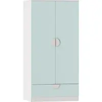 En.casa Kinderkast Sandnes kledingkast 123x60x40 cm wit en mintgroen []