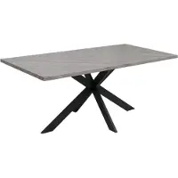 Mendler Eettafel -O55, keukentafel Eettafel, industrieel MDF metaal 180 cm ~ marmerlook grijs