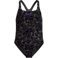 Speedo Hyperboom Allover Swimsuit Zwart 7-8 Years Meisje