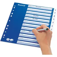 Leitz Kunststof Tabbladen, Maanden, A4, Jan-Dec, PP, Wit