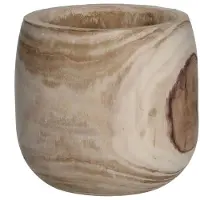 Mica Decorations 1x Ronde houten plantenbakken/bloemenbakken 24 cm - Plantenpotten
