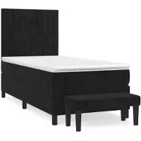 vidaXL Boxspring met matras fluweel zwart 90x200 cm