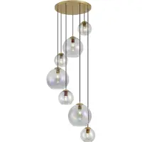 QAZQA Art Deco hanglamp goud met regenboog glas 7-lichts - Sandra
