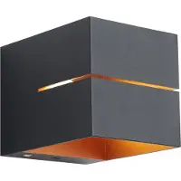 QAZQA Moderne wandlamp zwart met gouden binnenkant - Ria