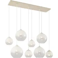 QAZQA Art Deco Hanglamp Beige met Wit Glas 8-Lichts - Sandra