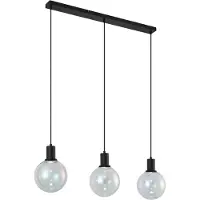 QAZQA Design hanglamp zwart met regenboogglas rechthoekig 3-lichts - Mallon