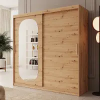 Meubella - Kledingkast Bodhi - Eiken - 200 cm - Met spiegel
