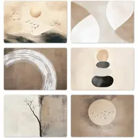 KitchenYeah Placemats 6 stuks mix - 45x30 cm - Placemat kunststof - Japandi - Beige - Borden onderleggers - Decoratie voor op tafel - Keuken tafeldecoratie accessoires - Vinyl onderlegger - Tafelversiering