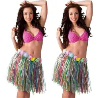 Boland Hawaii verkleed rokje - 4x - dames - mix kleuren - hoela rokje - tropisch - kort 45 cm - verkleedkleding