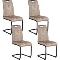 Beliani CISCO - Eetkamerstoel set van 4 - Taupe - Polyester