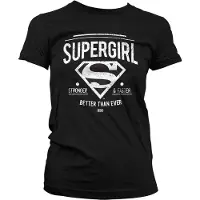 DC Comics Supergirl - Stronger & Faster dames T-shirt zwart - Superhelden merchandise strips - L - Hybris