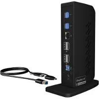 Icy Box IB-DK2252AC USB 3.0 DisplayLink Dockingstation met Dual 4K@60Hz HDMI/DisplayPort, 6x USB 3.0, Gigabit LAN, Audio Combo Jack, Verticale Stand & Koelventilatie – Voor Windows, macOS, Chrome OS