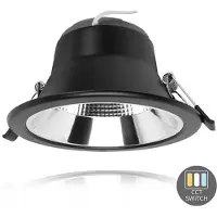 Enzo CCT LED downlighter zwart reflector 12W Tri-White dimbaar - LED2507