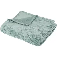 Atmosphera Plaid / bankdeken / bedsprei - Leafes - ijsblauw - 180 x 230 cm - zachte polyester stof - 2 persoons