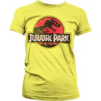 Jurassic Park Dames Tshirt -XL- Distressed Logo Geel