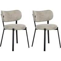 Beliani BRONTE - Eetkamerstoel set van 2 - Beige - Polyester