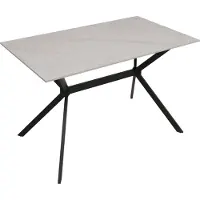 MCW Eettafel -O58, eettafel van gesinterd metaal, marmerlook 120 cm ~ wit