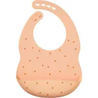 Nattou SILICONE Slabbetje met Opvangbakje - 21 cm - Perzik Patroon