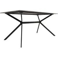 Mendler Eettafel -O58, eettafel van gesinterd metaal, marmerlook 160 cm ~ zwart-goud