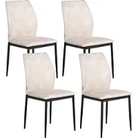 Beliani ROCHEPORT - Eetkamerstoel set van 4 - Lichtbeige - Polyester