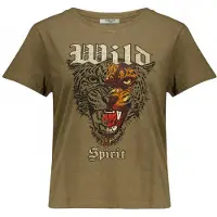 Deeluxe Shirt 'Leona' kaki / oranje / zwart / zilver