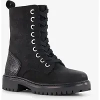 Groot suède meisjes veterboots zwart maat 28