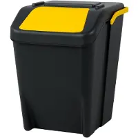 WDMT Stapelbare Vuilnisbak 25 Liter – Afvalscheiding Prullenbak met Klepdeksel – Gele Afvalbak – Compact & Modulair Systeem – Geel