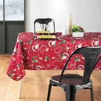 Promo Linge Kerst rechthoekig tafelkleed - Vlekbestendig / waterdicht materiaal - Rode Kerstman met hulstpatroon - Verschillende maten