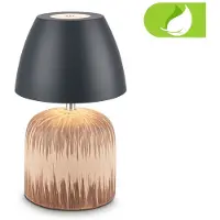 Briloner LED tafellamp op accu Brilo unplugged Cera, antraciet, 22 cm dimbaar, hout licht, Keramiek, Modern