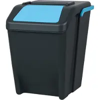 WDMT Stapelbare Vuilnisbak 25 Liter – Afvalscheiding Prullenbak met Klepdeksel – Blauwe Afvalbak – Compact & Modulair Systeem – Blauw