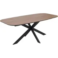 Mendler Eettafel -O56, tafel eettafel, MDF metaal 200x100cm ~ walnootlook