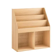 SoBuy KMB01-N Kinderboekenkast hout - 73x30x80 cm – 3 Planken en 2 Open Vakken