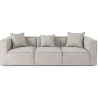 Ebuy24 Box 3-zits bank, 3 sierkussens lichtgrijs.