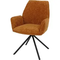 MCW Eetkamerstoel -G67, keukenstoel Stoel met armleuningen, draaibaar Auto-positie, chenille Oeko-Tex MVG ~ mosterdgeel