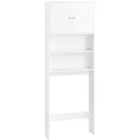 SoBuy BZR165-W Wasmachinemeubel – Wit – 65x20x182 cm – Kast met Deuren en Planken voor Boven Wasmachine