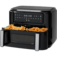 Kitchenbrothers Airfryer XXL Dual Zone - 9L - 2400W - Heteluchtfriteuse - Snackverdeler - 50ºC tot 200ºC - 10 Kookprogramma's - Zwart