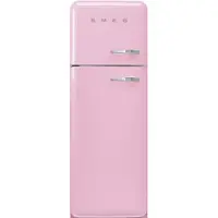 Smeg Koelkast Retro Vrijstaande ijskast Koelkast, Jaren 50, Dubbeldeurs, Vrijstaand , Positie scharnier: Links, Roze