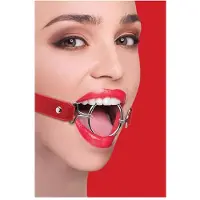Ouch! – Ring Gag Open Mond Knevel met Verstelbare Riem Maat XL - Zwart