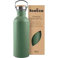 Bambaw Herbruikbare Waterfles 16 oz, Groene Metalen Fles, Single Wall RVS, BPA Vrij