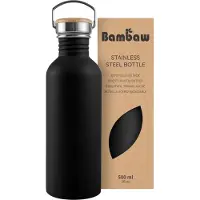 Bambaw 16 oz Water Bottle, Zwarte Waterfles met Handvat, RVS zonder Isolatie, Vaatwasserbestendig