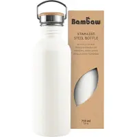 Bambaw 24 oz Waterfles, Witte RVS Waterfles, Niet-geïsoleerde Enkelwandige RVS Waterfles