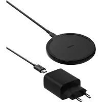 Belkin BOOST Charge draadloze oplader 15W met USB-C en netadapter, zwart. Modelnummer: WIA012kqBK